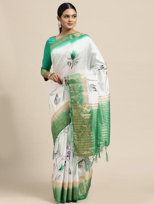 floral printed saree with blouse - 18212837 - Very Small Image - 1