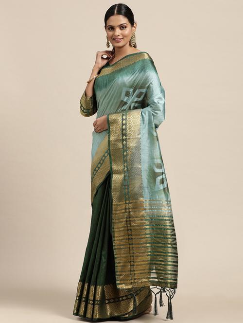 tie & dye woven saree with blouse - 18212843 - Very Small Image - 1