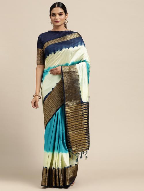 tie & dye woven saree with blouse - 18212847 - Very Small Image - 1