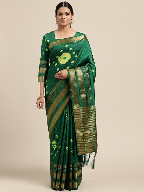 tie & dye woven saree - 18212860 - Very Small Image - 1