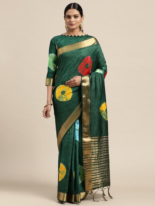 tie & dye woven saree with blouse - 18212876 - Very Small Image - 1