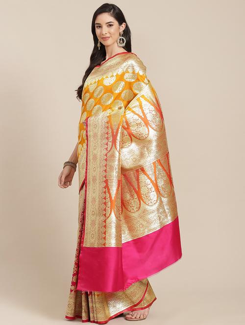 mustard silk blend kanjivaram saree - 18212961 - Very Small Image - 1