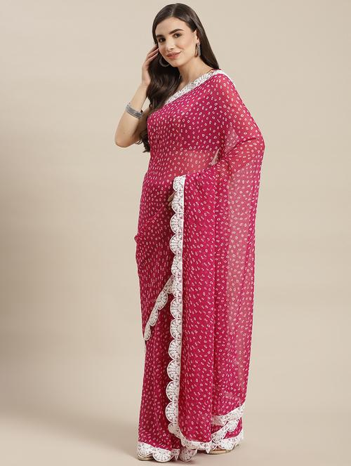 magenta georgette saree with blouse - 18213063 - Very Small Image - 1