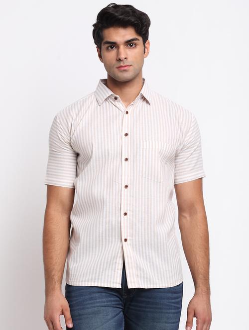 mens stripes casual shirt - 18213101 - Very Small Image - 1
