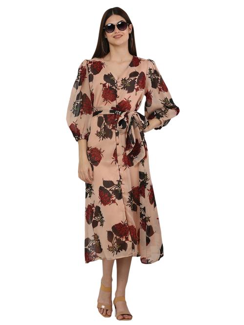 floral print fit & flare dress - 18213124 - Very Small Image - 1
