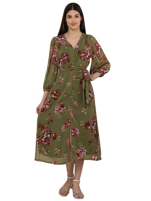 floral print fit & flare dress - 18213125 - Very Small Image - 1