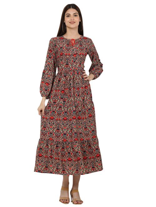 floral print fit & flare dress - 18213131 - Very Small Image - 1