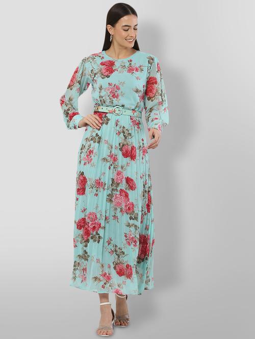 printed fit & flare dress - 18213142 - Very Small Image - 1