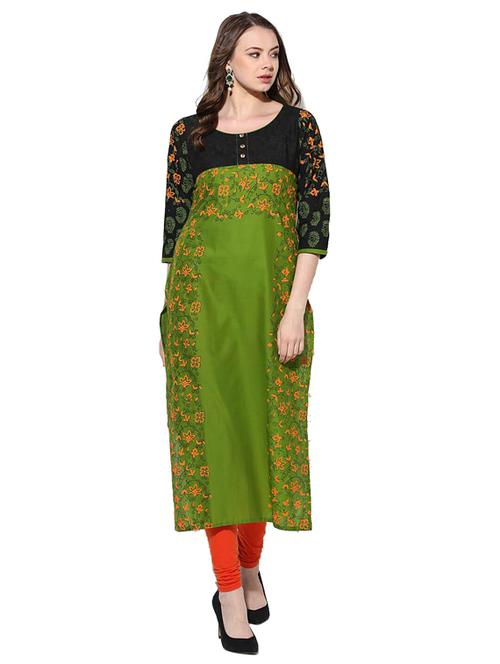 printed straight kurta - 18213171 - Very Small Image - 1