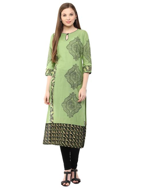 printed straight kurta - 18213184 - Very Small Image - 1