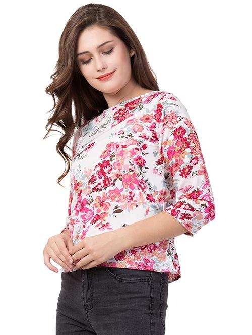 three-quarter sleeved floral printed top - 18213374 - Very Small Image - 1