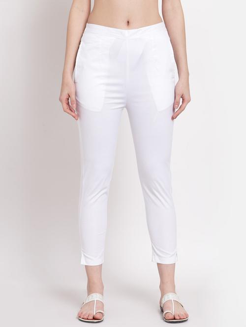 slim fitted solid crop trouser - 18213402 - Very Small Image - 1