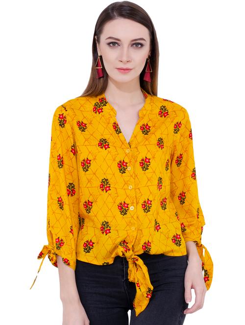 tie front printed shirt - 18213509 - Very Small Image - 1