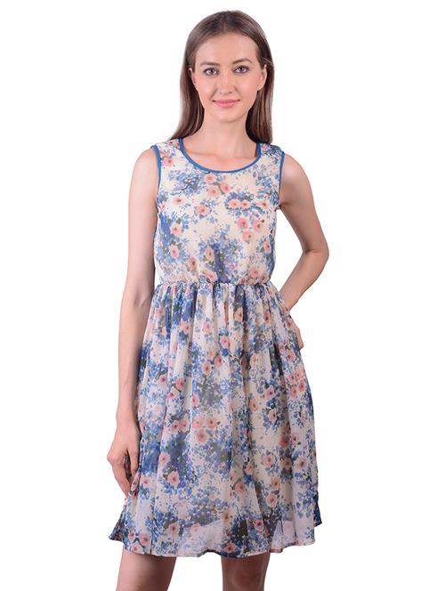 round neck floral a-line dress - 18213511 - Very Small Image - 1