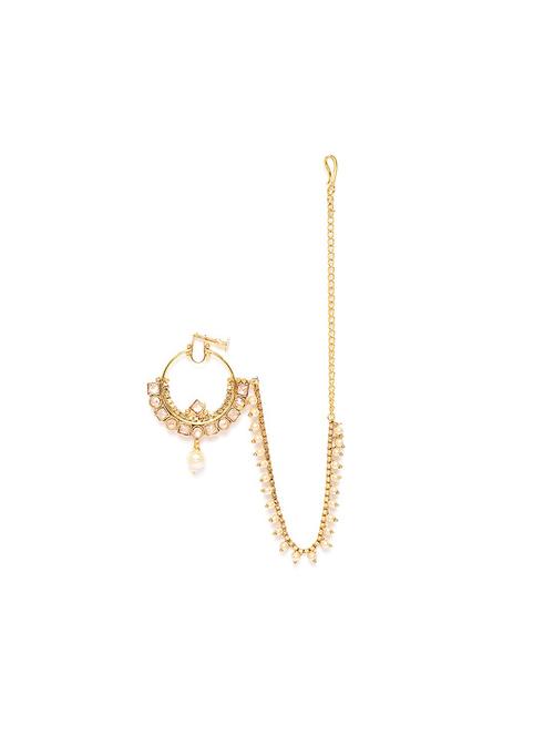 white brass naath nose pin - 18213613 - Very Small Image - 1