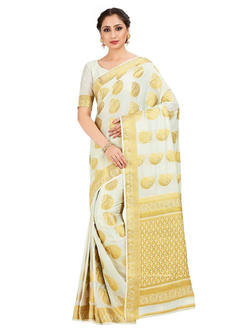 offwhite crepe mysore silk saree - 18214231 - Very Small Image - 1
