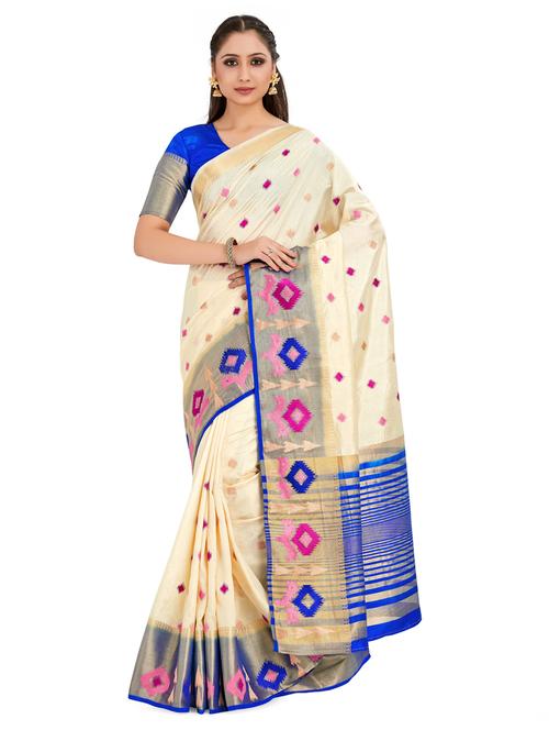 women's self design off white colored saree - 18214233 - Very Small Image - 1