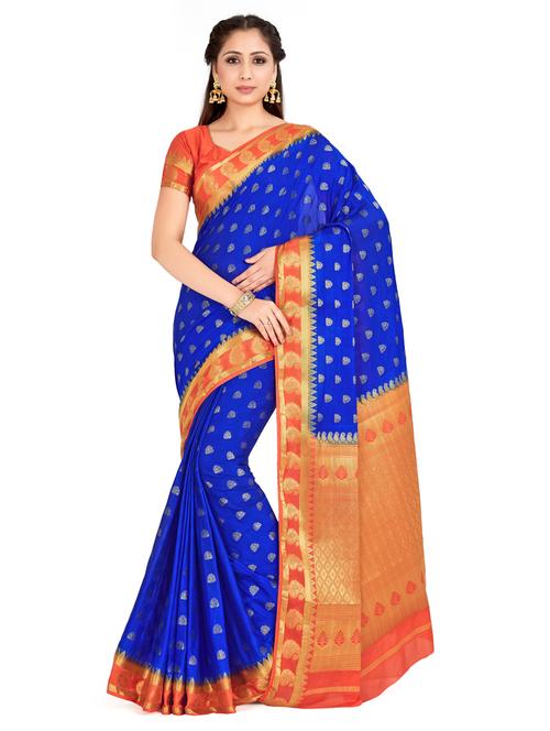 blue crepe mysore silk saree - 18214262 - Very Small Image - 1