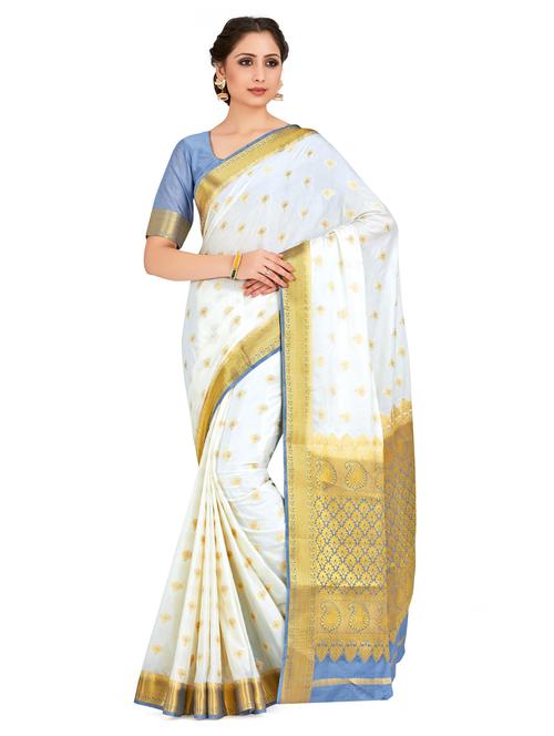 offwhite crepe mysore silk saree with blouse - 18214292 - Very Small Image - 1