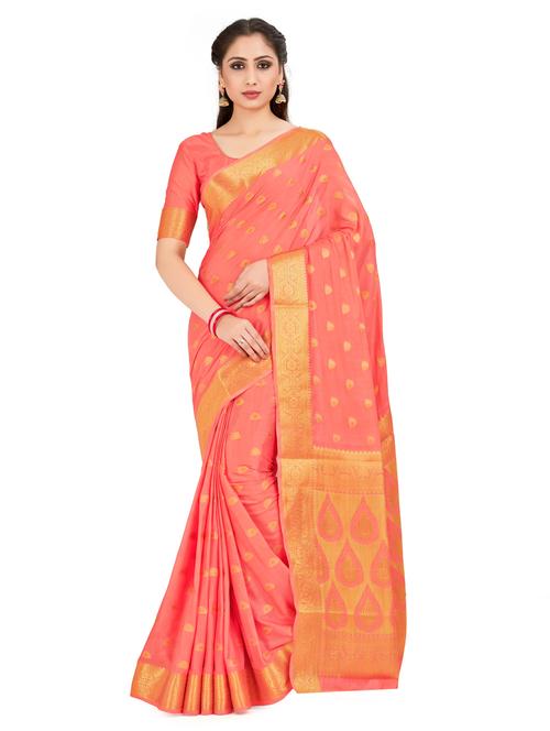 orange crepe mysore silk saree - 18214297 - Very Small Image - 1