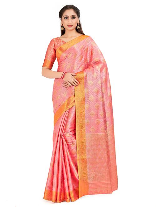 pink art silk kanjivaram saree - 18214298 - Very Small Image - 1