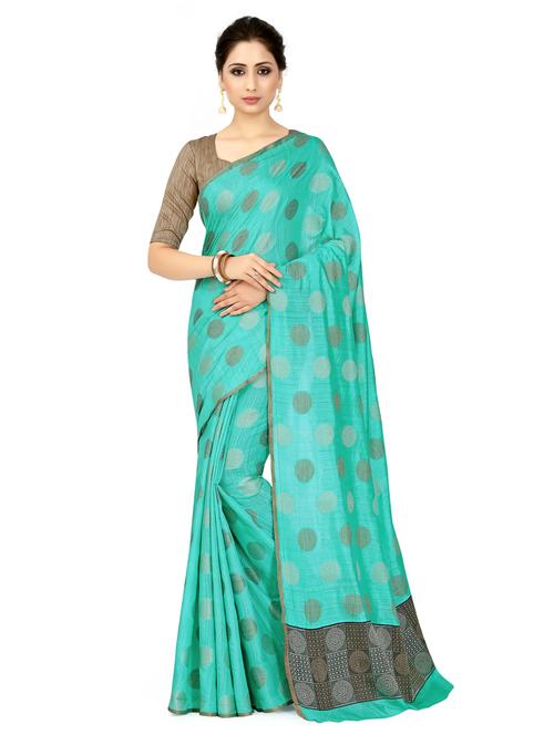 green raw silk kanjivaram saree with blouse - 18214356 - Very Small Image - 1