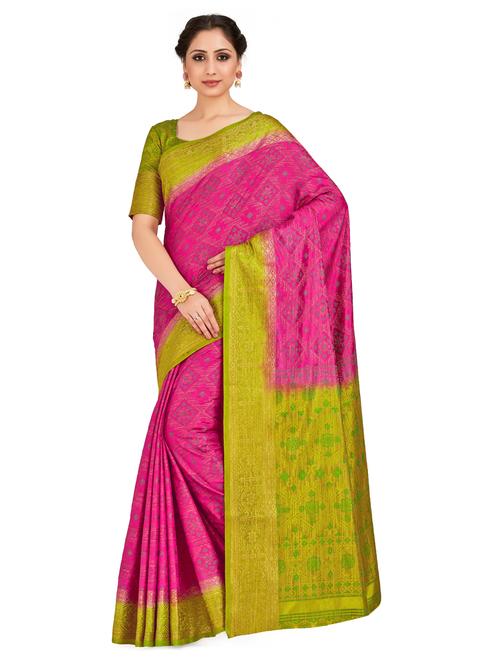 women's geometric pink colored saree - 18214359 - Very Small Image - 1