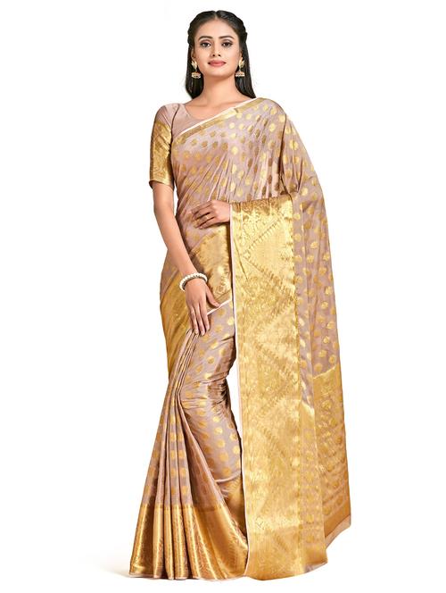 peach chiffon banarasi saree - 18214432 - Very Small Image - 1