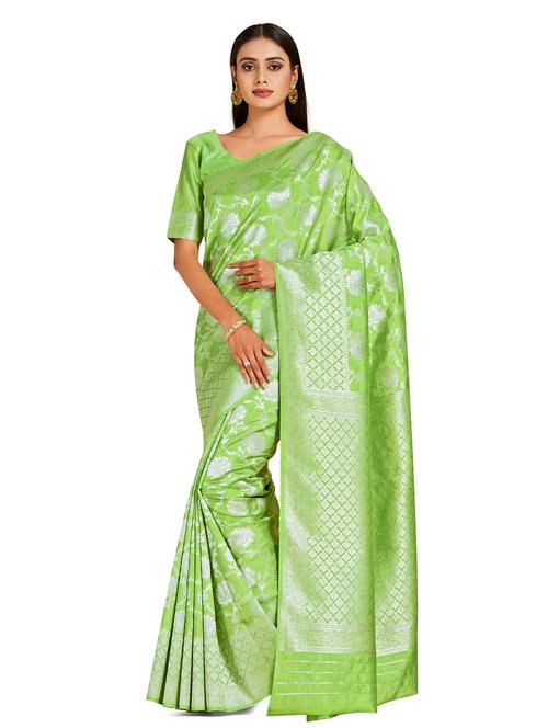women's self design light green colored saree with blouse - 18214496 - Very Small Image - 1