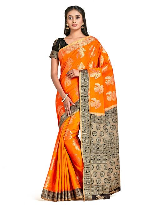 orange art silk kanjivaram saree - 18214567 - Very Small Image - 1
