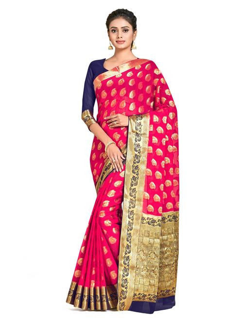 pink chiffon banarasi saree with blouse - 18214587 - Very Small Image - 1