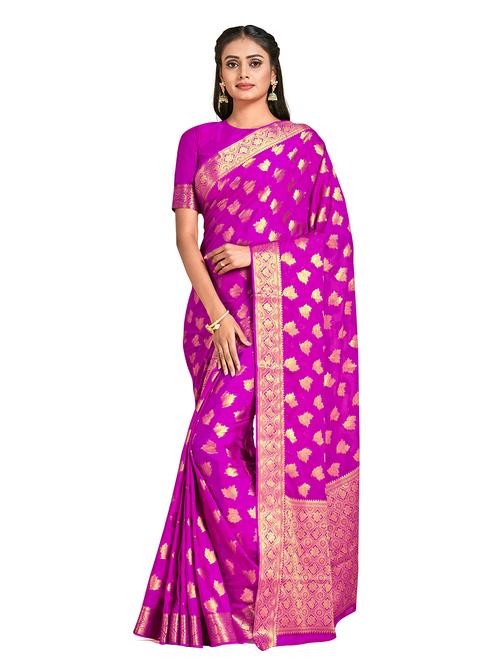 pink chiffon banarasi saree with blouse - 18214661 - Very Small Image - 1
