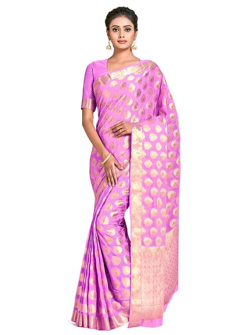 pink chiffon banarasi saree - 18214667 - Very Small Image - 1