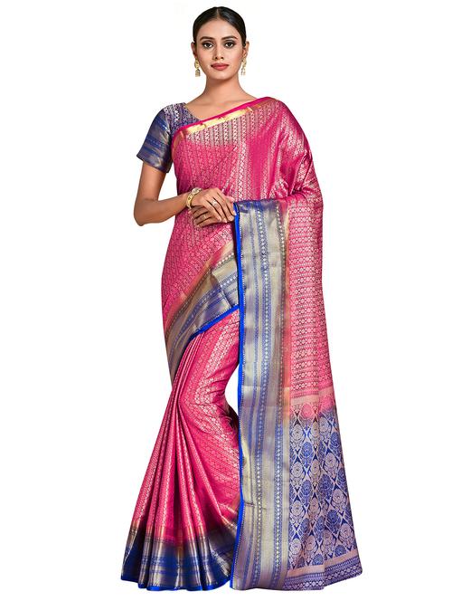 pink art silk kanjivaram saree with blouse - 18214720 - Very Small Image - 1