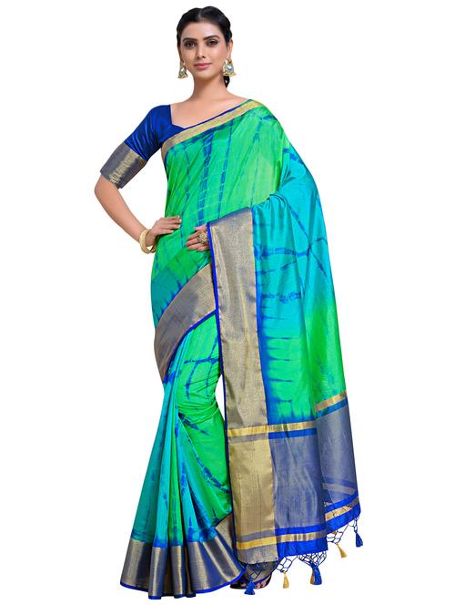 multi colored tussar silk banarasi saree - 18214732 - Very Small Image - 1