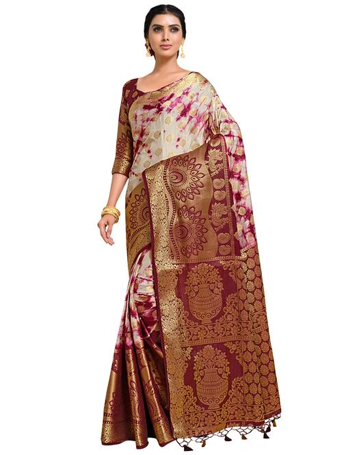 multi colored art silk banarasi saree with blouse - 18214735 - Very Small Image - 1