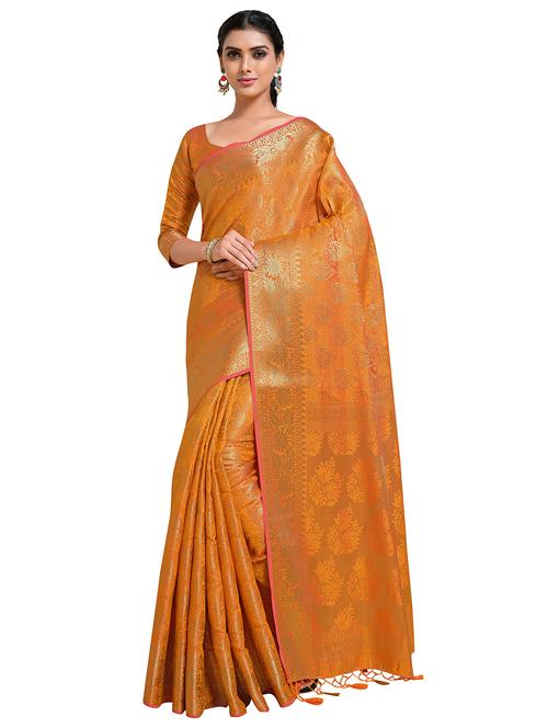 orange art silk kanjivaram saree - 18214760 - Very Small Image - 1