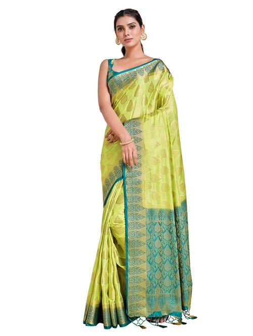 green art silk kanjivaram saree with blouse - 18214937 - Very Small Image - 1