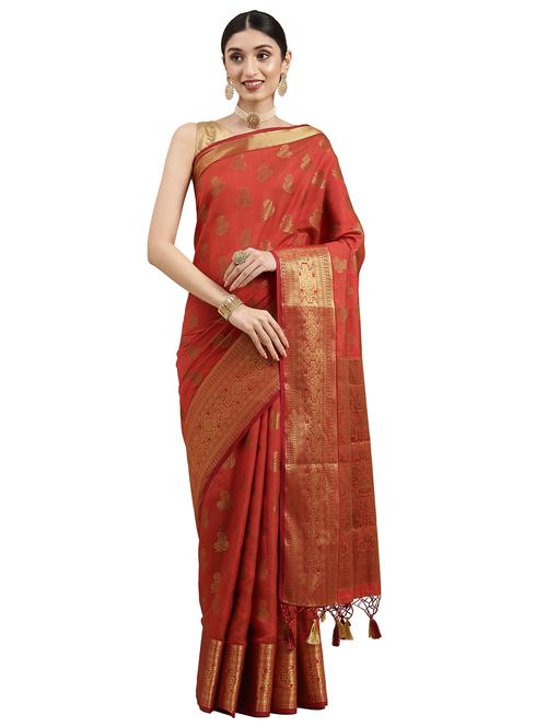 maroon art silk kanjivaram saree - 18215048 - Very Small Image - 1
