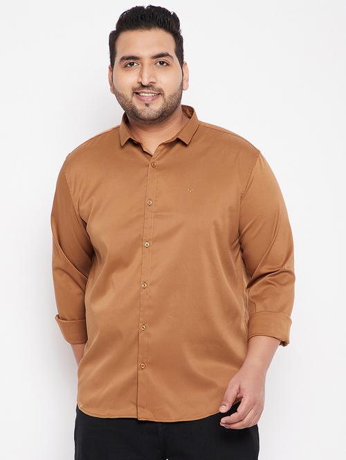 nude-brown solid casual shirt - 18215179 - Very Small Image - 1