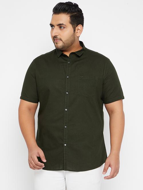 olive green solid casual shirt - 18215203 - Very Small Image - 1
