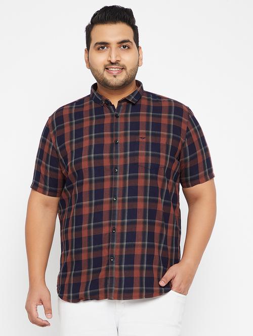 navy-blue checkered casual shirt - 18215209 - Very Small Image - 1