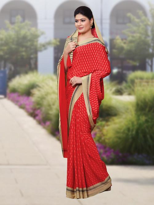 contrast bordered printed saree - 18215897 - Very Small Image - 1