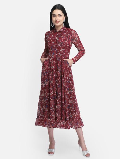 long sleeved floral shirt dress - 18215916 - Very Small Image - 1