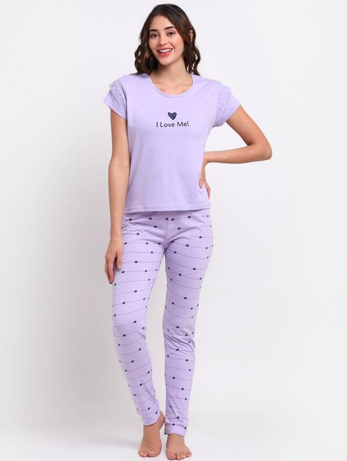 round neck printed nightwear pajama set - 18215984 - Very Small Image - 1