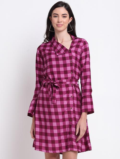 tie front checkered a-line dress - 18216001 - Very Small Image - 1