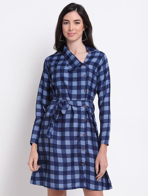 tie front checkered a-line dress - 18216002 - Very Small Image - 1