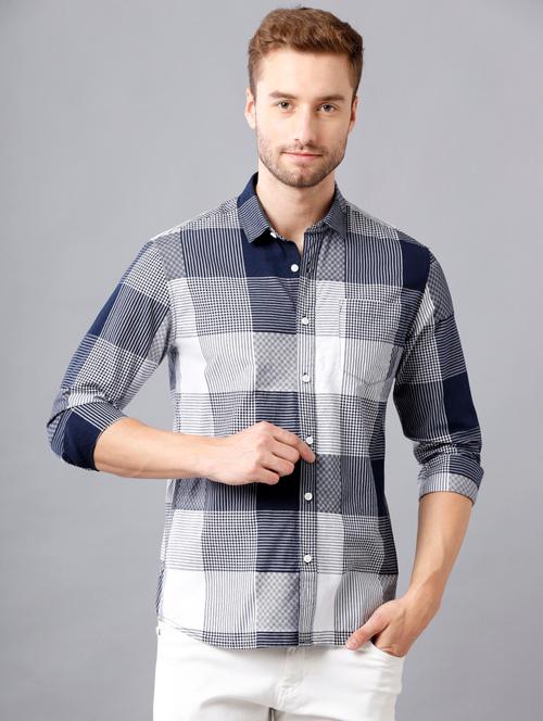 navy blue striped formal shirt - 18216107 - Very Small Image - 1