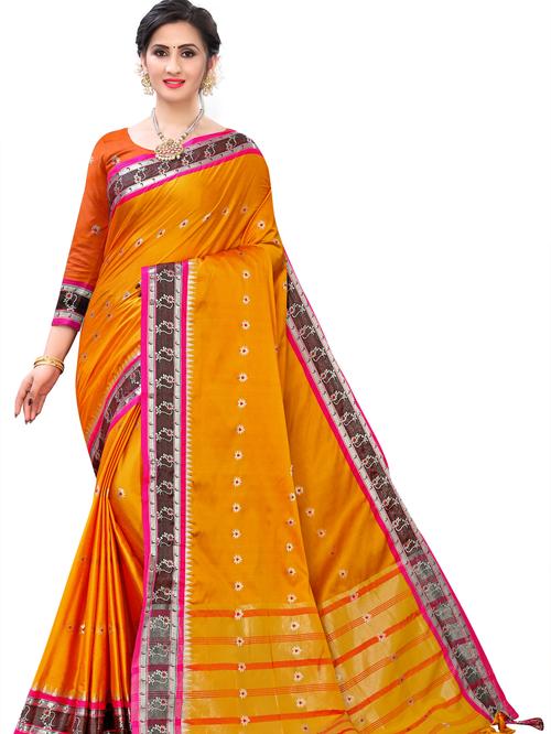 umanta women's pure silk fancy sarees with blouse piece - 18216245 - Very Small Image - 1