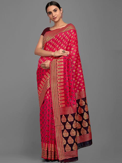women's self design maroon colored saree - 18216260 - Very Small Image - 1